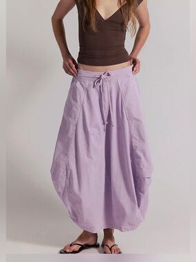 G987. NWT $148   Free People Willow Poplin Maxi Skirt Lilac Side-Tie Maxi Skirt